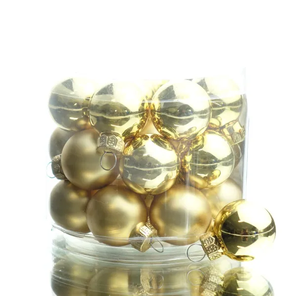 Weihnachts-Micro-Kugeln Light Gold goldfarben Ø 2,5 cm aus Glas - 24er Set