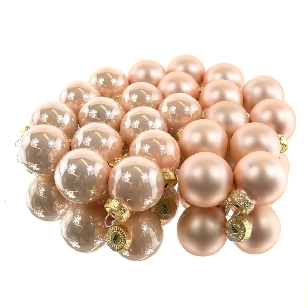 Weihnachts-Micro-Kugeln Peach Pearl Ø 2,5 cm aus Glas - 24er Set