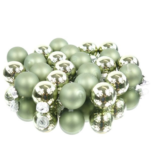 Weihnachts-Micro-Kugeln Rosemary grün Ø 2,5 cm aus Glas - 24er Set