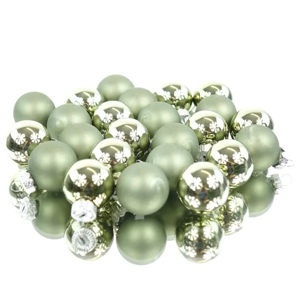 Weihnachts-Micro-Kugeln Rosemary grün Ø 2,5 cm aus Glas - 24er Set