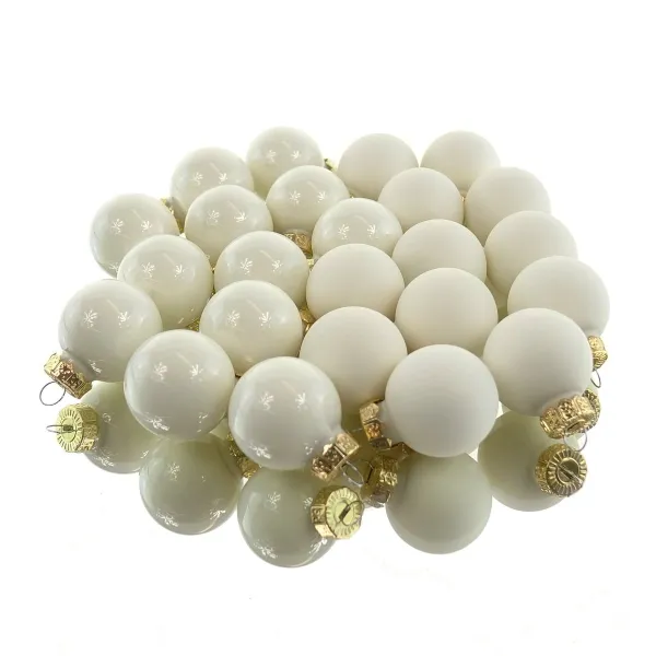 Weihnachts-Micro-Kugeln Wollweiß Ø 2,5 cm aus Glas - 24er Set