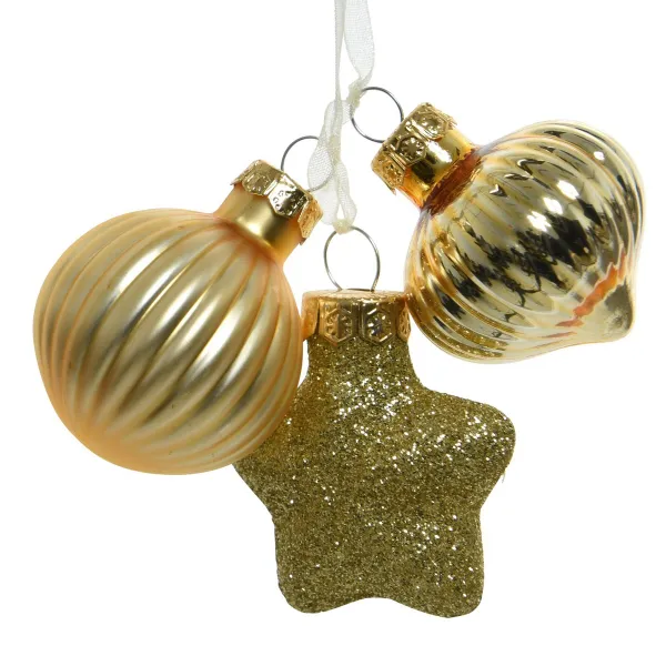 Anhänger 3er Bundle matt, glanz & Glitter goldfarben - Glas Anhänger 3er Bundle matt, glanz & Glitter goldfarben - Glas