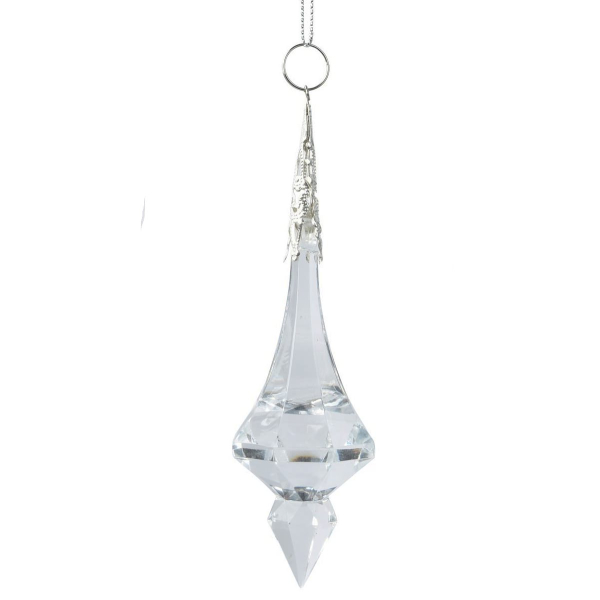 Weihnachtsanhänger Doppelkegel Facettierte Tropfenform transparent - Kunststoff