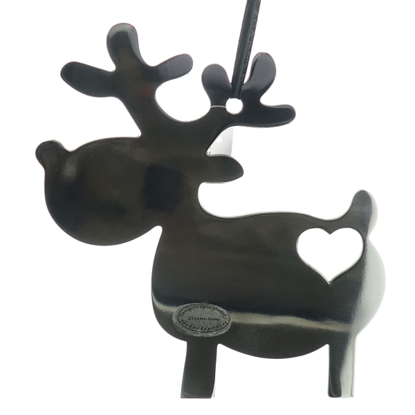 Weihnachtsanhänger Elch Mario Silberfarben poliert 12,5 cm - Edelstahl 