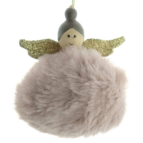 Weihnachtsanhänger Engel Rosa Ø 5 cm - Polyster & Holz