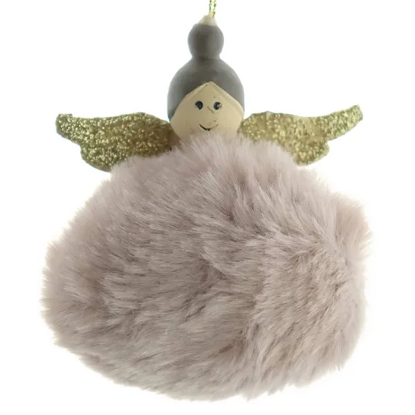 Weihnachtsanhänger Engel Rosa Ø 5 cm - Polyster & Holz