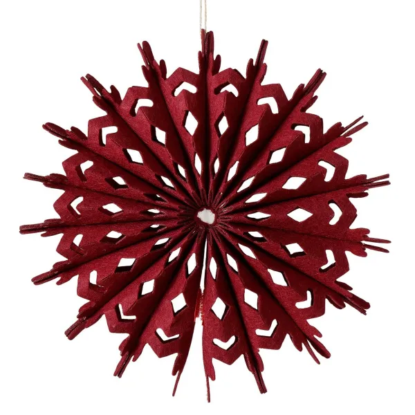 Weihnachtsanhänger Filzschneeflocke dunkelrot Ø 20 cm