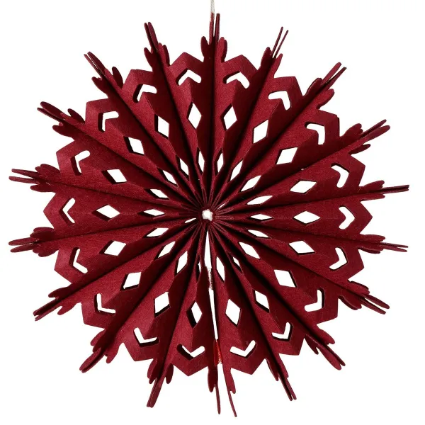 Weihnachtsanhänger Filzschneeflocke dunkelrot Ø 30 cm