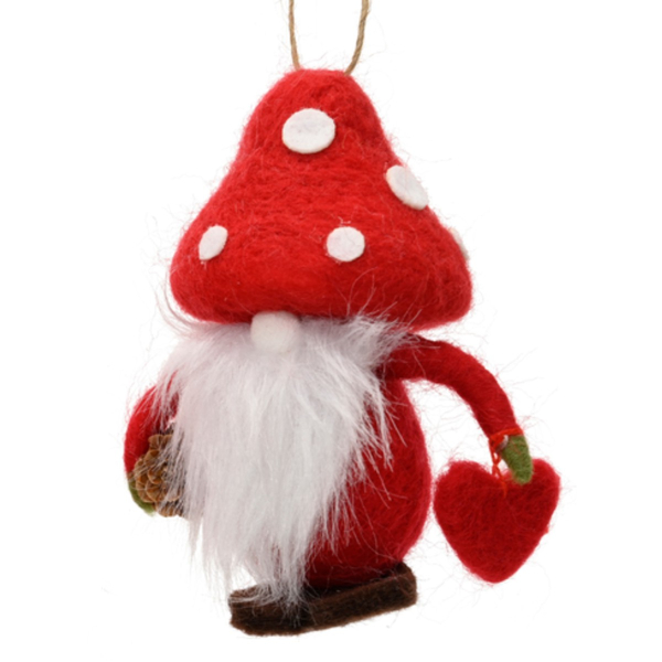 Weihnachtsanhänger Fliegenpilz-Männchen rot - Polyester