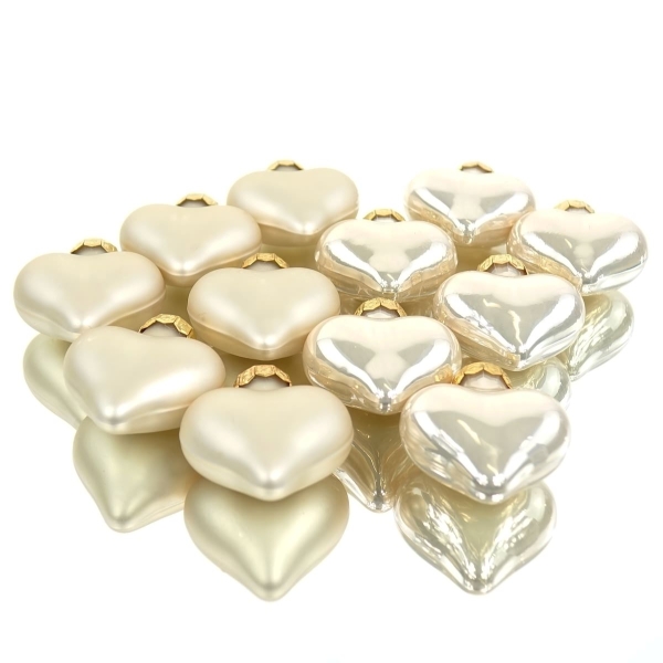 Weihnachtsanhänger Herzen Pearl beige 4 cm aus Glas - 12er Set