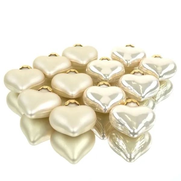Weihnachtsanhänger Herzen Pearl beige 4 cm aus Glas - 12er Set Weihnachtsanhänger Herzen Pearl beige 4 cm aus Glas - 12er Set