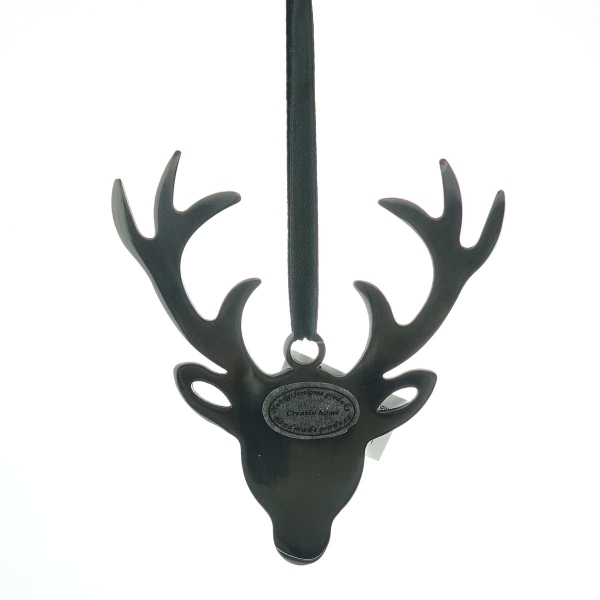 Weihnachtsanhänger Hirschkopf RUDI Silberfarben poliert L 14 cm - Edelstahl