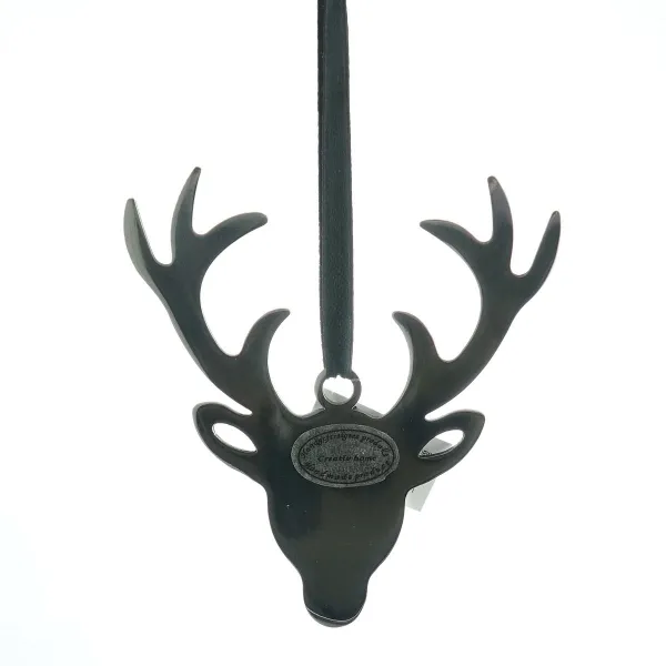 Weihnachtsanhänger Hirschkopf RUDI Silberfarben poliert L 14 cm - Edelstahl