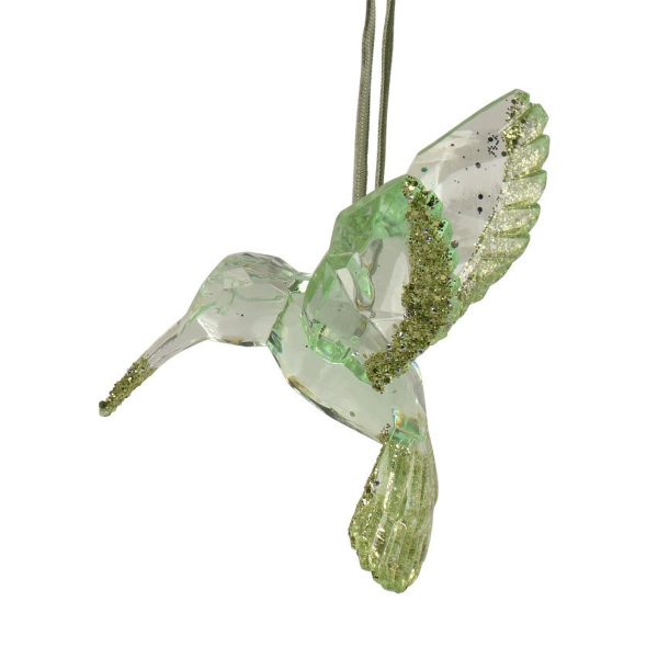 Weihnachtsanhänger Kolibri hellgrün transparent hellgrün beglittert - Kunststoff