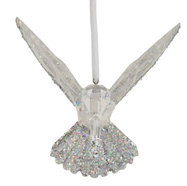 Weihnachtsanhänger Kolibri transparent silberfarben beglittert - Kunststoff