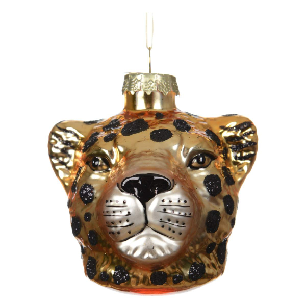 Weihnachtsanhänger Leopard glänzend - Glas