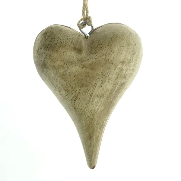 Weihnachtsanhänger Massivo Herz Rot & Natur 10 cm - Holz