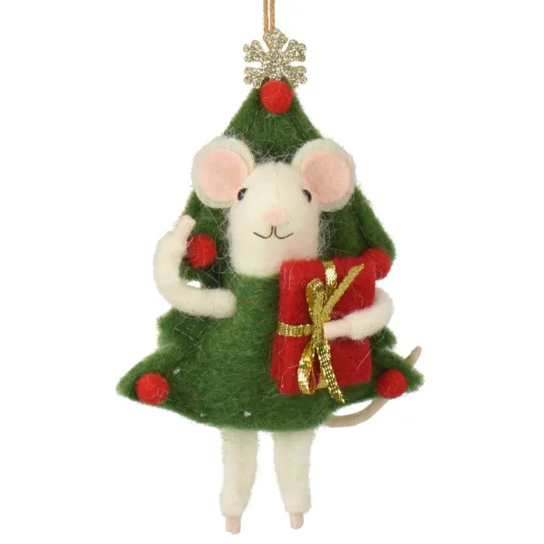 Weihnachtsanhänger Maus als Tannenbaum verkleidet - Wolle Weihnachtsanhänger Maus als Tannenbaum verkleidet - Wolle