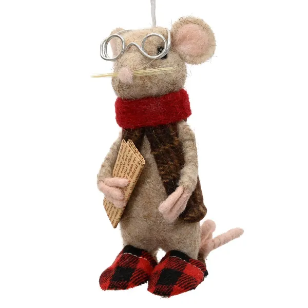Weihnachtsanhänger Maus mit Zeitung - Wolle Weihnachtsanhänger Maus mit Zeitung - Wolle