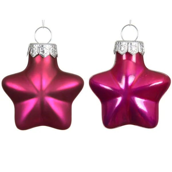 Weihnachtsanhänger Mini-Sterne Festive Pink Ø 4 cm aus Glas - 12er Set