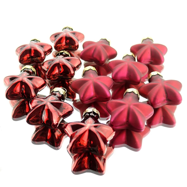 Weihnachtsanhänger Mini-Sterne Ox Blood dunkelrot Ø 4 cm aus Glas - 12er Set