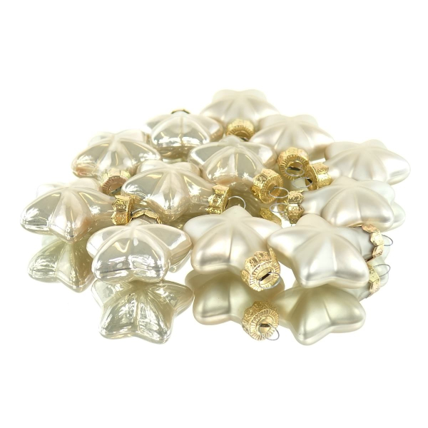 Weihnachtsanhänger Mini-Sterne Pearl 6 x matt & 6 x glänzend 4 cm - Glas