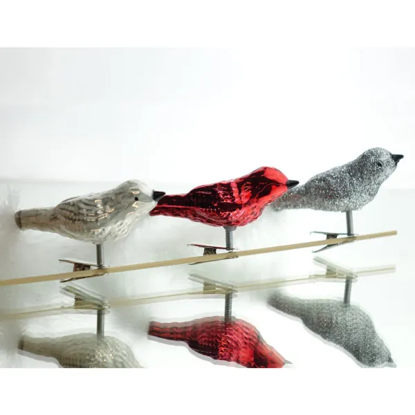 Glasvogelmix Silber-Glitzer Rot & Weiß 3x8x3,5 cm
