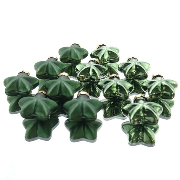 Weihnachtsanhänger Mini-Sterne Piniengrün Ø 4 cm aus Glas - 12er Set