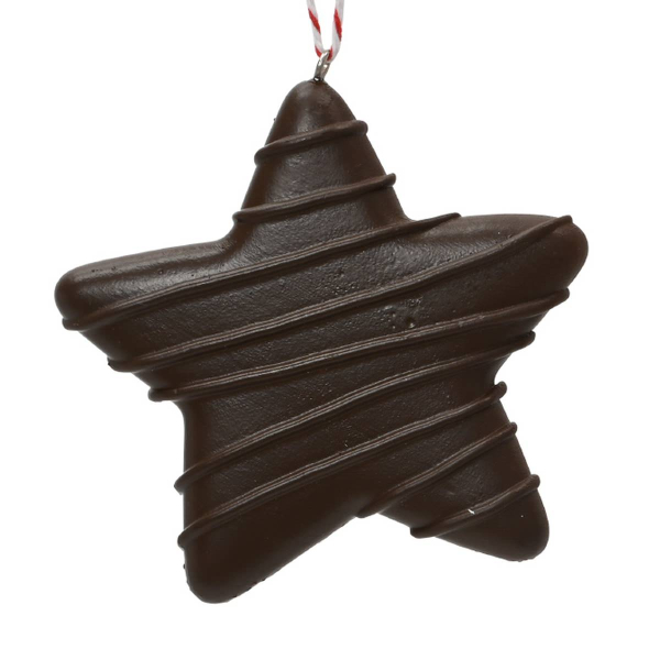 Weihnachtsanhänger Plätzchen Stern mit Schokolade überzogen - Polyresin