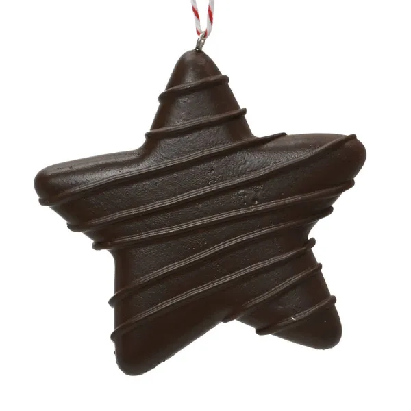 Weihnachtsanhänger Plätzchen Stern mit Schokolade überzogen - Polyresin