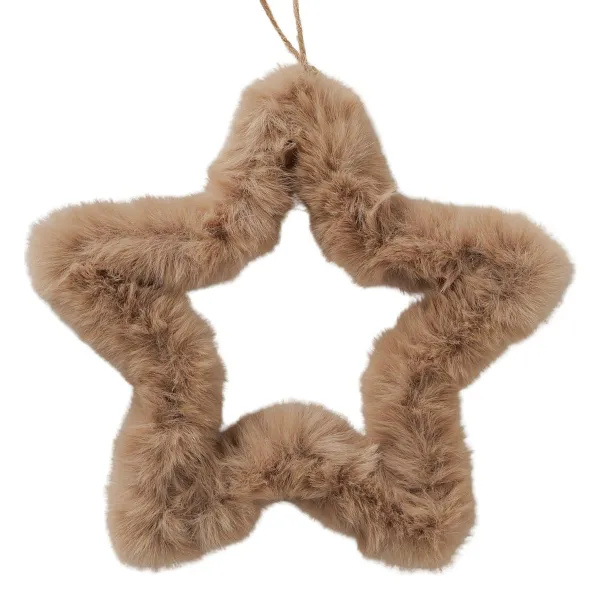 Weihnachtsanhänger Plüsch-Stern Furry beige Ø 22 cm