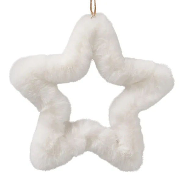 Weihnachtsanhänger Plüsch-Stern Furry cremefarben Ø 22 cm