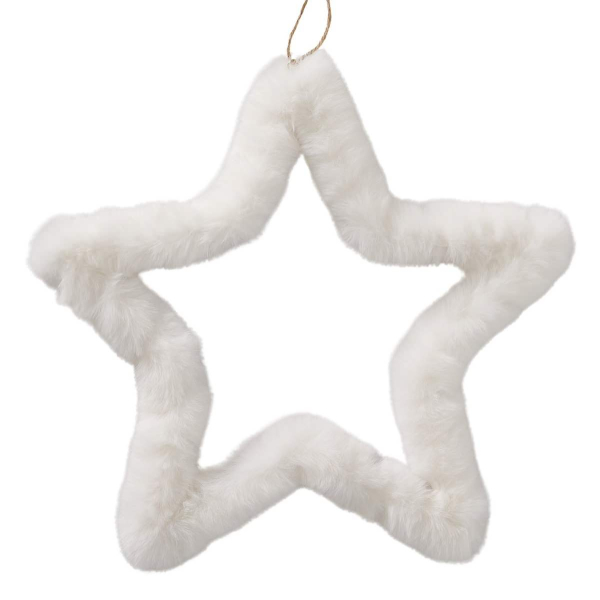 Weihnachtsanhänger Plüsch-Stern Furry cremefarben Ø 32 cm