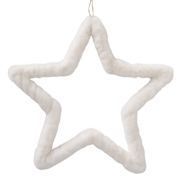 Weihnachtsanhänger Plüsch-Stern Furry cremefarben Ø 54 cm