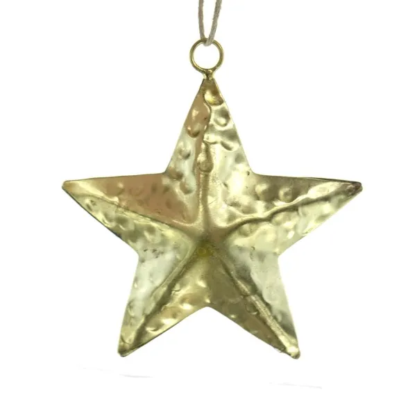 Weihnachtsanhänger Stern Goldfarben mit Hammerschlag-Effekt Ø 10 cm - Metall Weihnachtsanhänger Stern Goldfarben mit Hammerschlag-Effekt Ø 10 cm - Metall