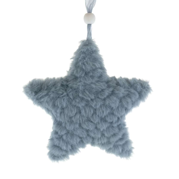Weihnachtsanhänger Stern Grau Ø 12 cm - Polyester-Plüsch 