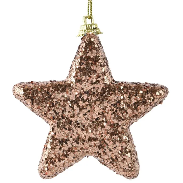 Weihnachtsanhänger Stern Sandfarben bruchfest Höhe 2,5 cm Breite 14,5 cm Länge 20 cm 6 Stück - Schaumstoff