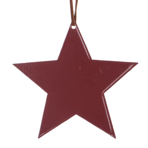 Weihnachtsanhänger Stern Weinrot mit Lederband Ø 10 cm - Metall Weihnachtsanhänger Stern Weinrot mit Lederband Ø 10 cm - Metall
