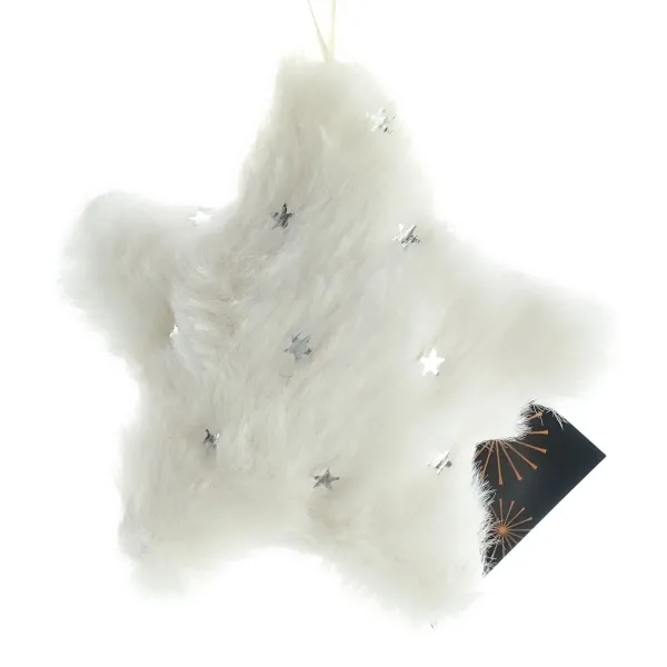 Weihnachtsanhänger Stern Weiß mit silbernen Sternen Ø 12 cm - Plüsch Weihnachtsanhänger Stern Weiß mit silbernen Sternen Ø 12 cm - Plüsch