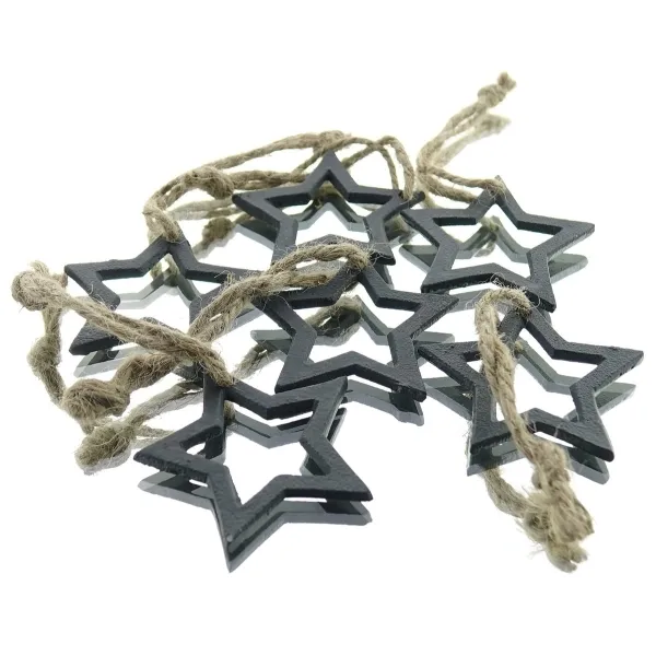 Weihnachtsanhänger Sterne Schwarz Ø 5 cm aus Metall - 6er Pack Weihnachtsanhänger Sterne Schwarz Ø 5 cm aus Metall - 6er Pack