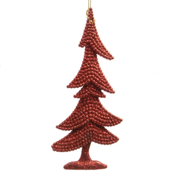 Weihnachtsanhänger Tannenbau Rot mit Glitter bruchfest 15 cm - Kunststoff Weihnachtsanhänger Tannenbau Rot mit Glitter bruchfest 15 cm - Kunststoff