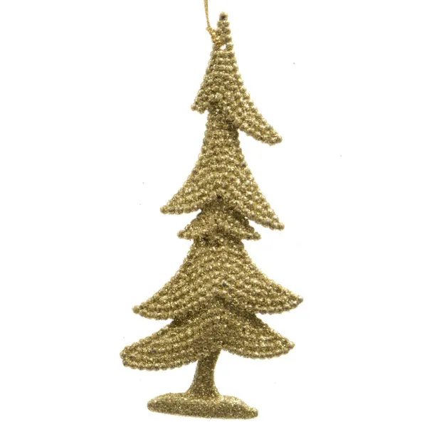 Weihnachtsanhänger Tannenbaum Goldfarben mit Glitter bruchfest 15 cm - Kunststoff Weihnachtsanhänger Tannenbaum Goldfarben mit Glitter bruchfest 15 cm - Kunststoff