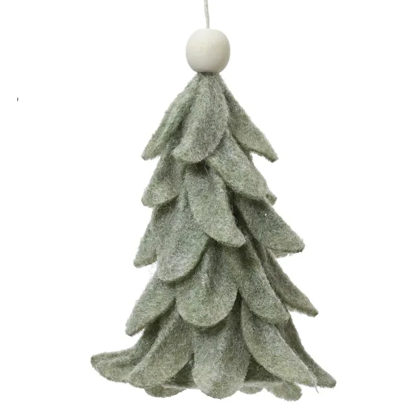 Weihnachtsanhänger Tannenbaum graugrün - Filz