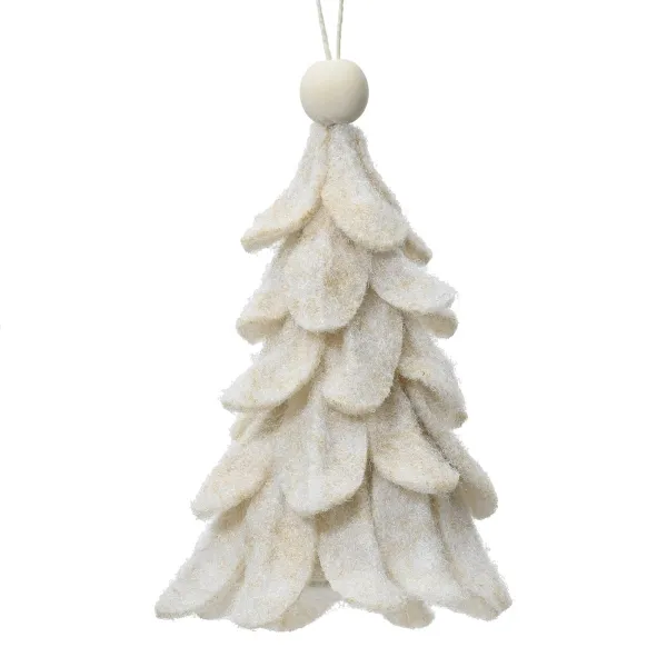 Weihnachtsanhänger Tannenbaum weiß/cremefarben - Filz