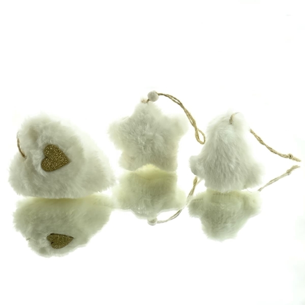 Weihnachtsanhänger Trio Herz Stern Tanne Weiß - Kunststoff