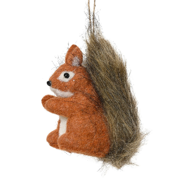 Weihnachtsanhänger Eichhörnchen Braun - Weiß 5,5 cm - Filzwolle