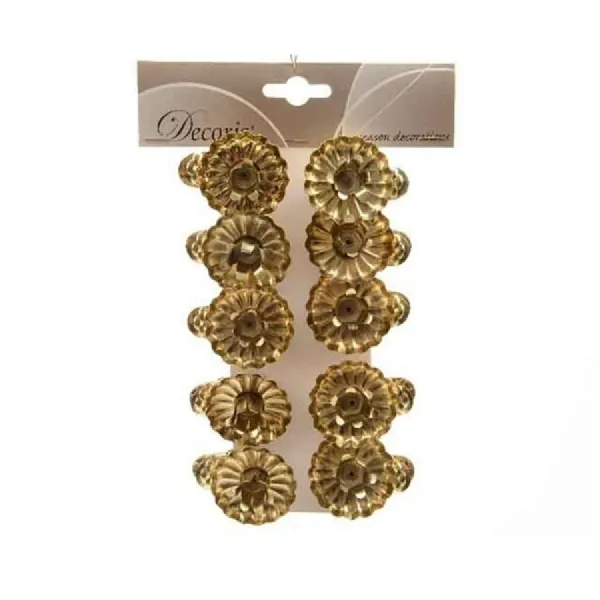 Weihnachtsbaumkerzenhalter Goldfarben mit Clip 10er Set - Metall Ø 5 x 3,5 cm