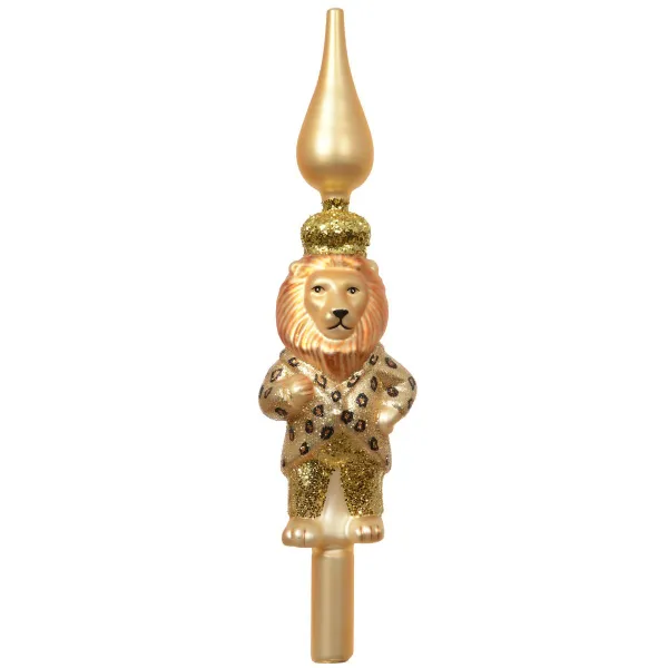 Weihnachtsbaummotivspitze Löwe Perle goldfarben 31 cm hoch - Glas