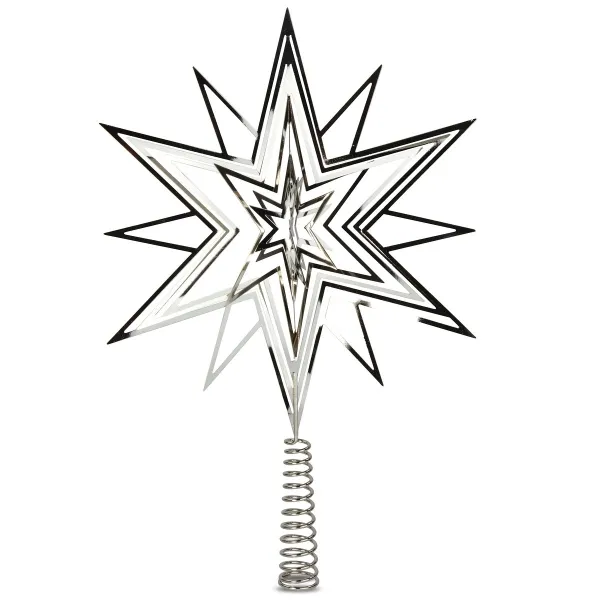 Weihnachtsbaumspitze 3D - Stern Silberfarben Ø 20 cm - Metall