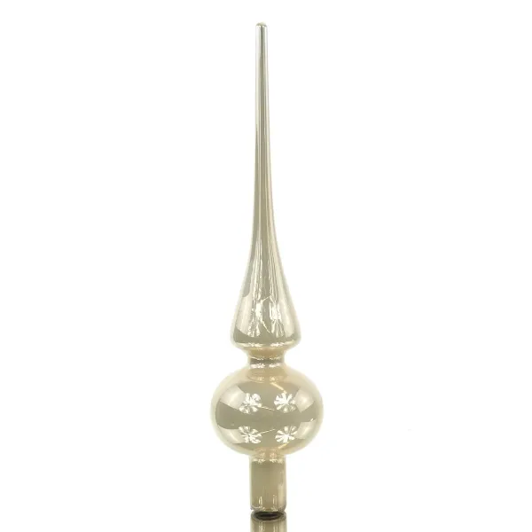 Weihnachtsbaumspitze Emaille Pearl creme glänzend Ø 6 cm 26 cm - Glas